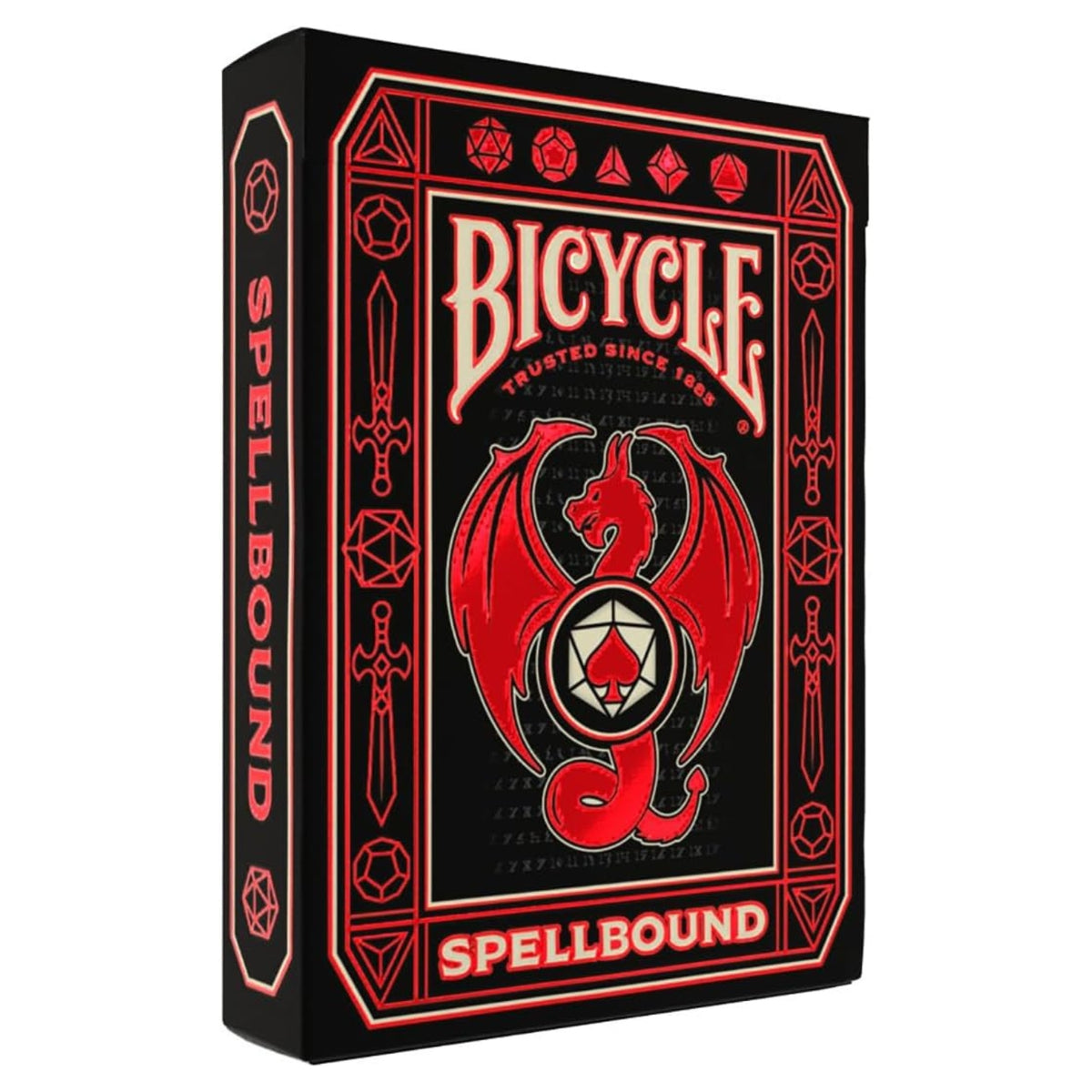 Bicycle Spellbound playing cards packaging with red and black design.