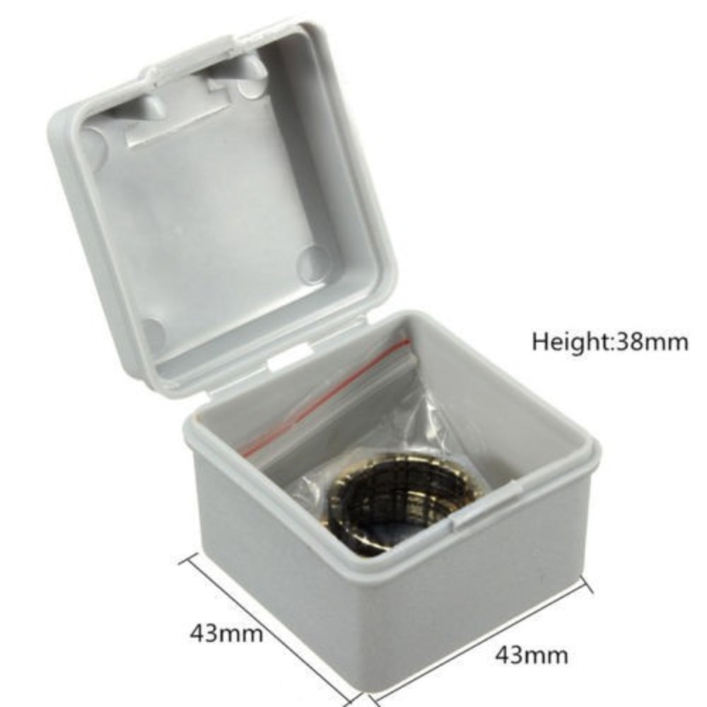 Small gray box with dimensions labeled on a white background