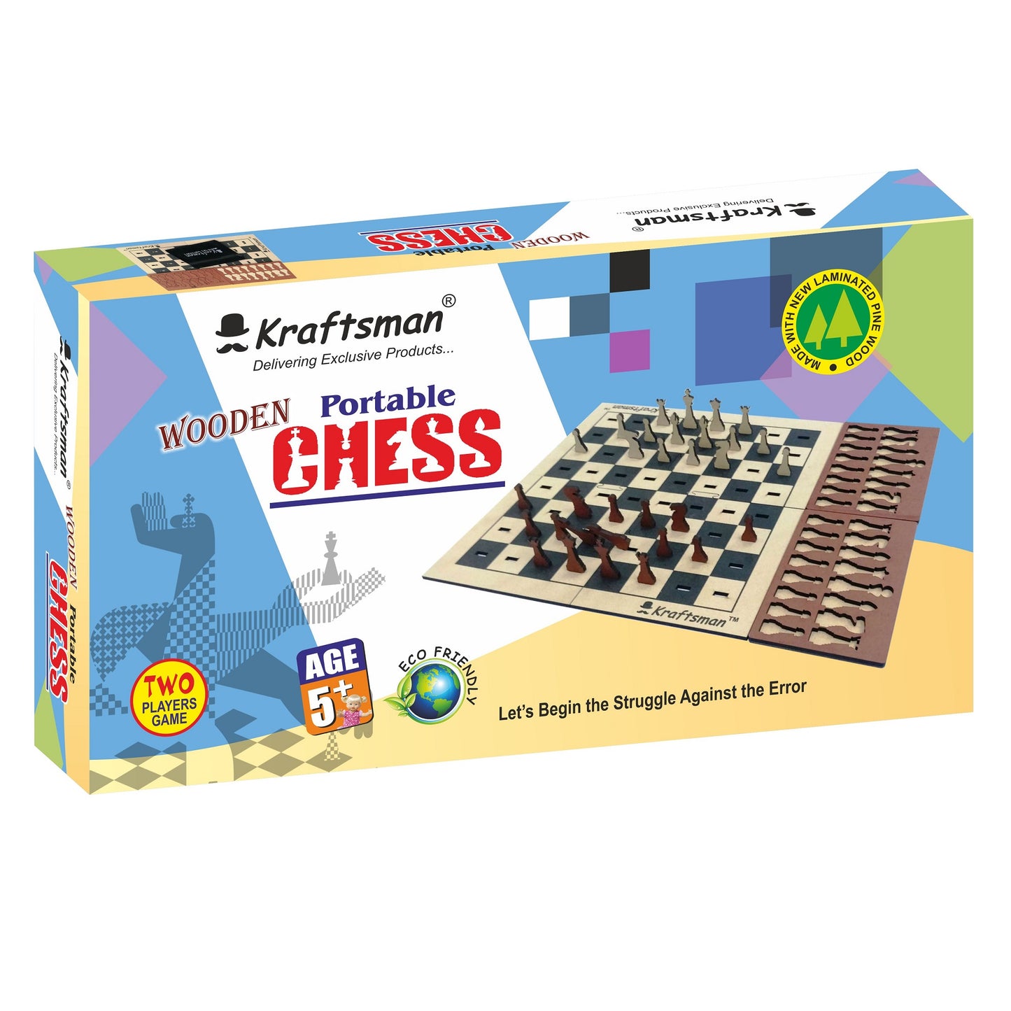 Wooden Portable Chess | Board Set with Splittable Tray and Storage Bag