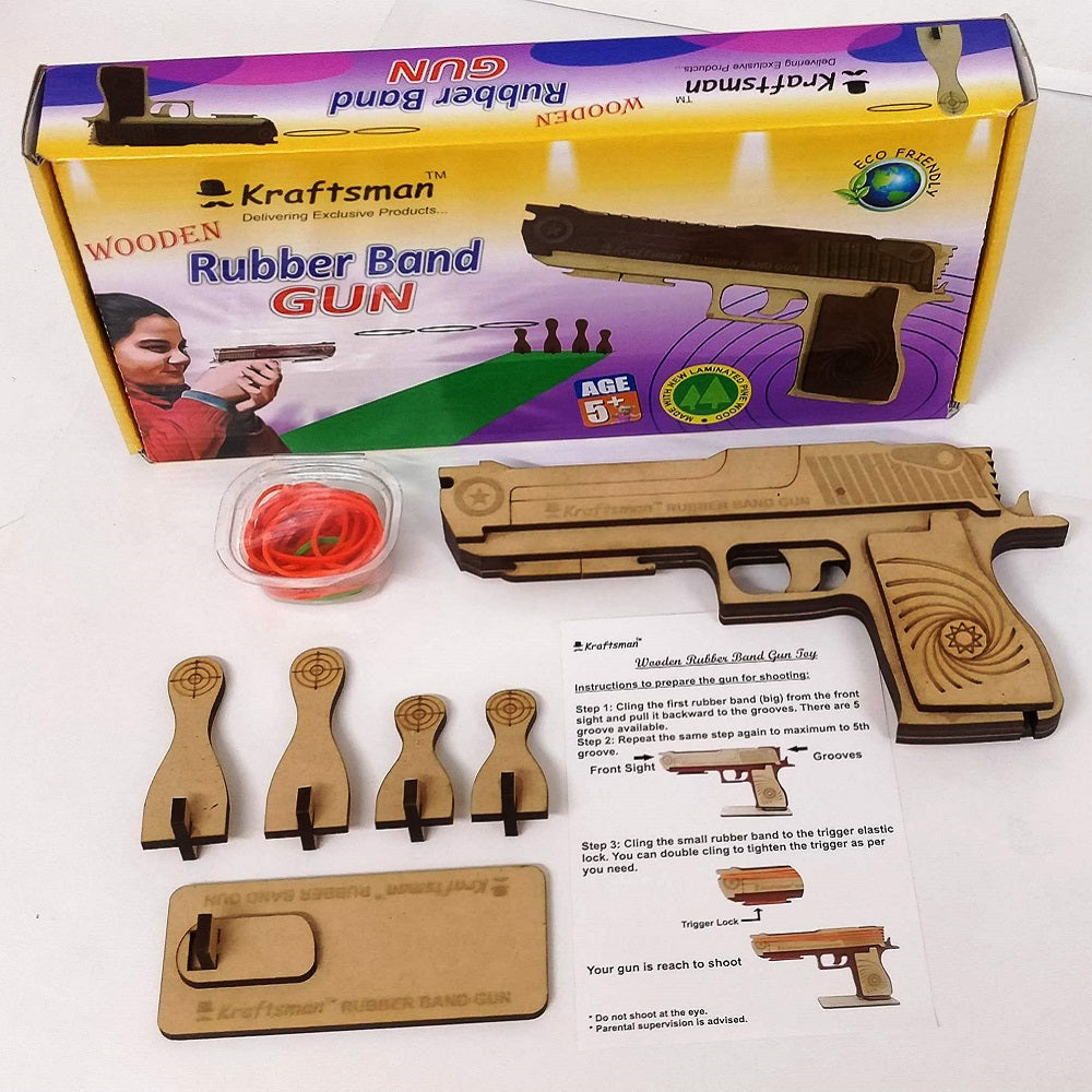 Wooden Rubber Band Gun - Biege