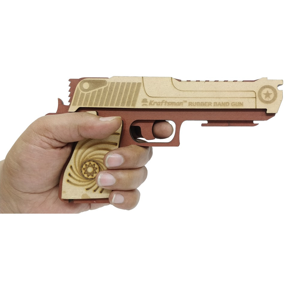 Wooden Rubber Band Gun - Top Beige Base Brown