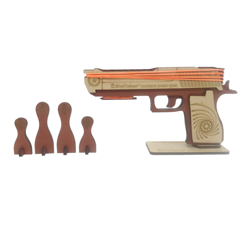 Wooden Rubber Band Gun - Top Beige Base Brown