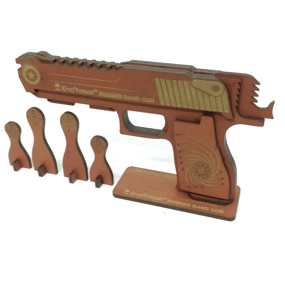 Wooden Rubber Band Gun - Dark Brown