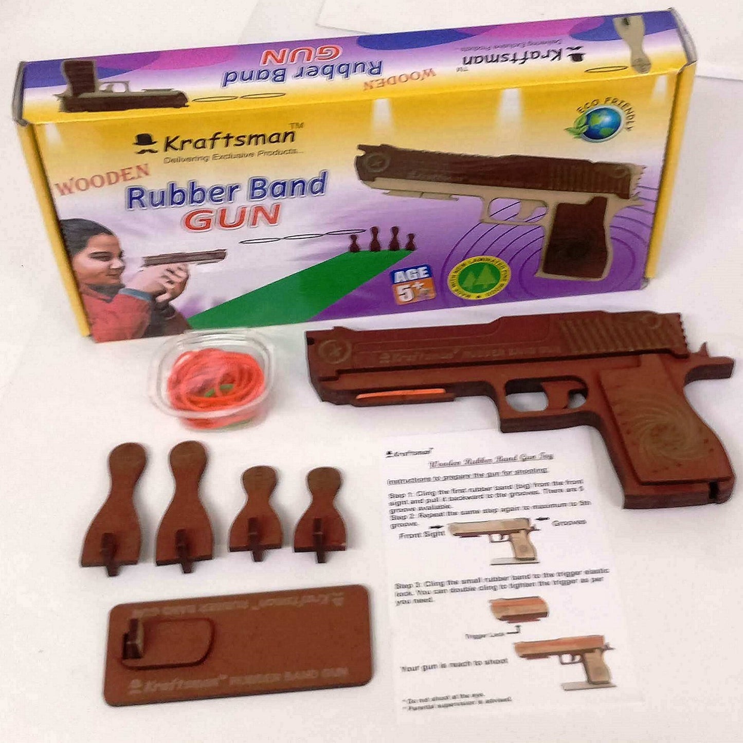 Wooden Rubber Band Gun - Dark Brown