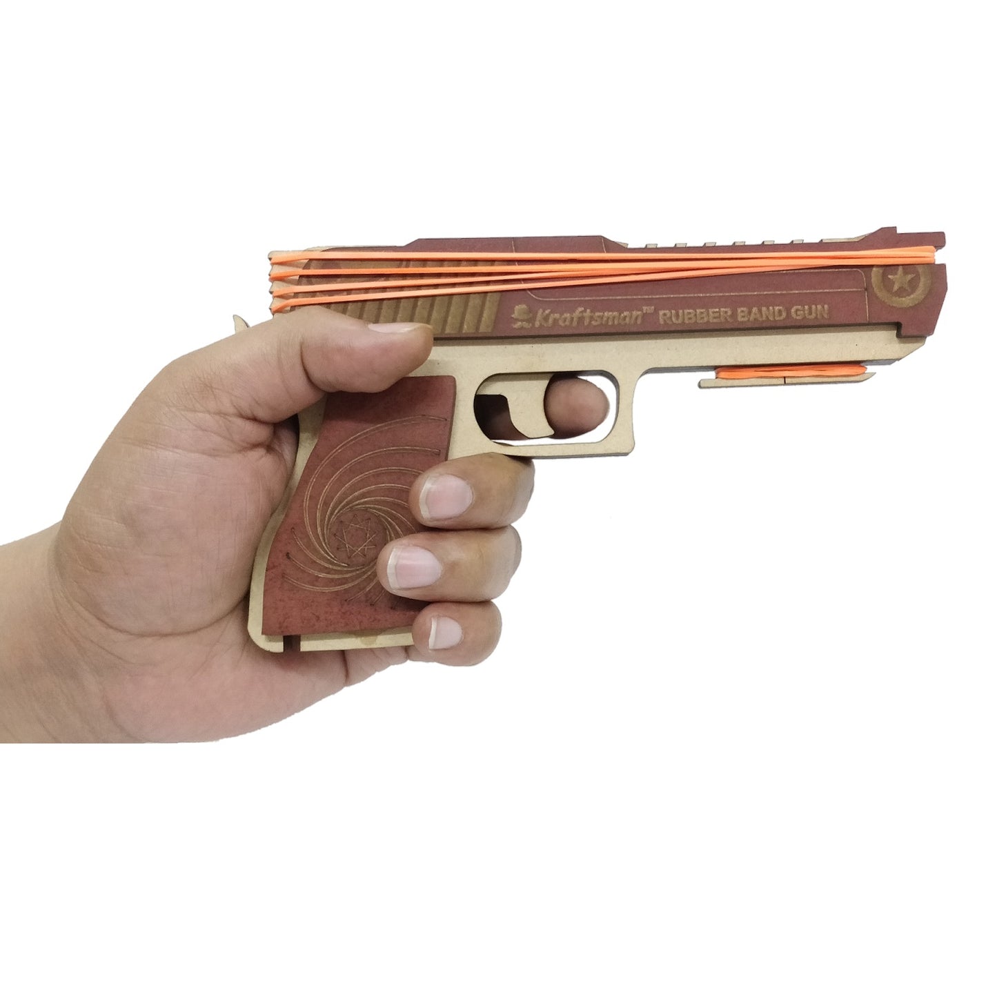 Wooden Rubber Band Gun - Top Brown Base Biege