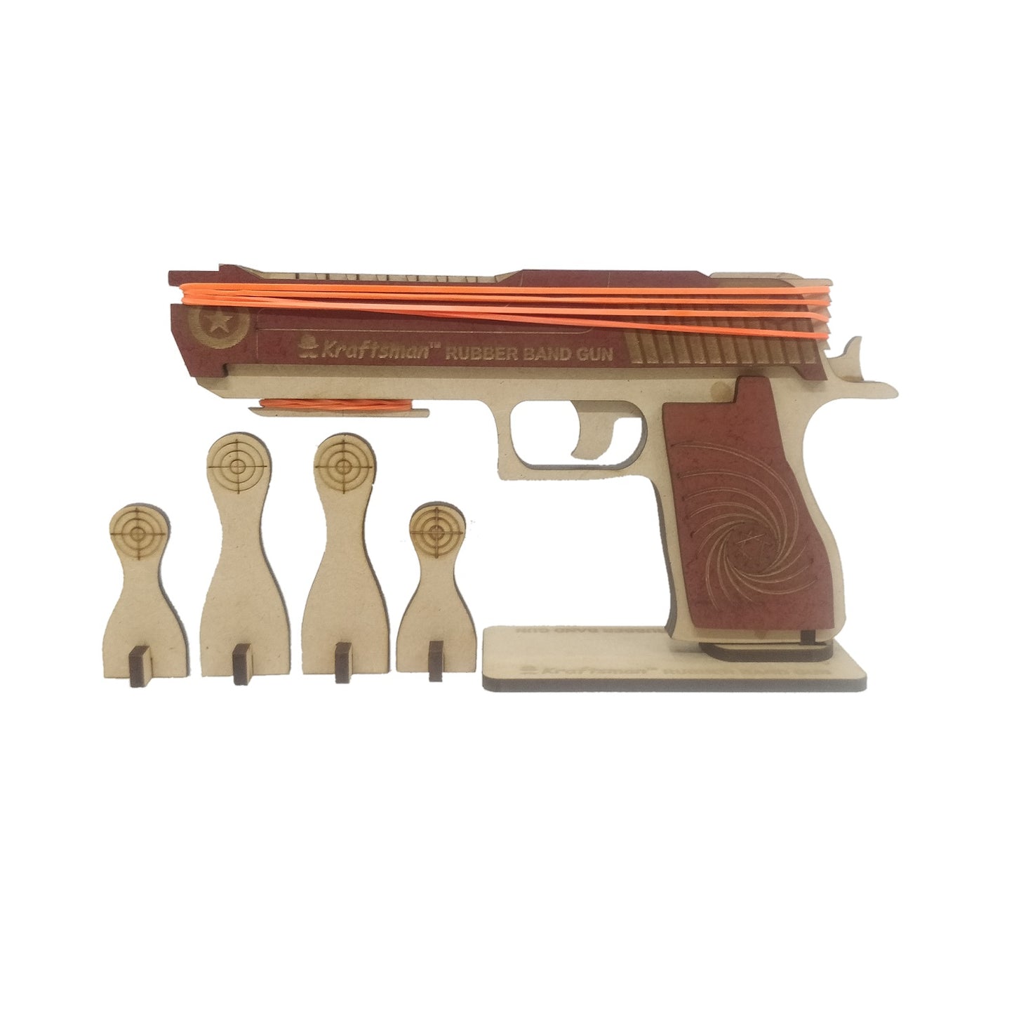 Wooden Rubber Band Gun - Top Brown Base Biege