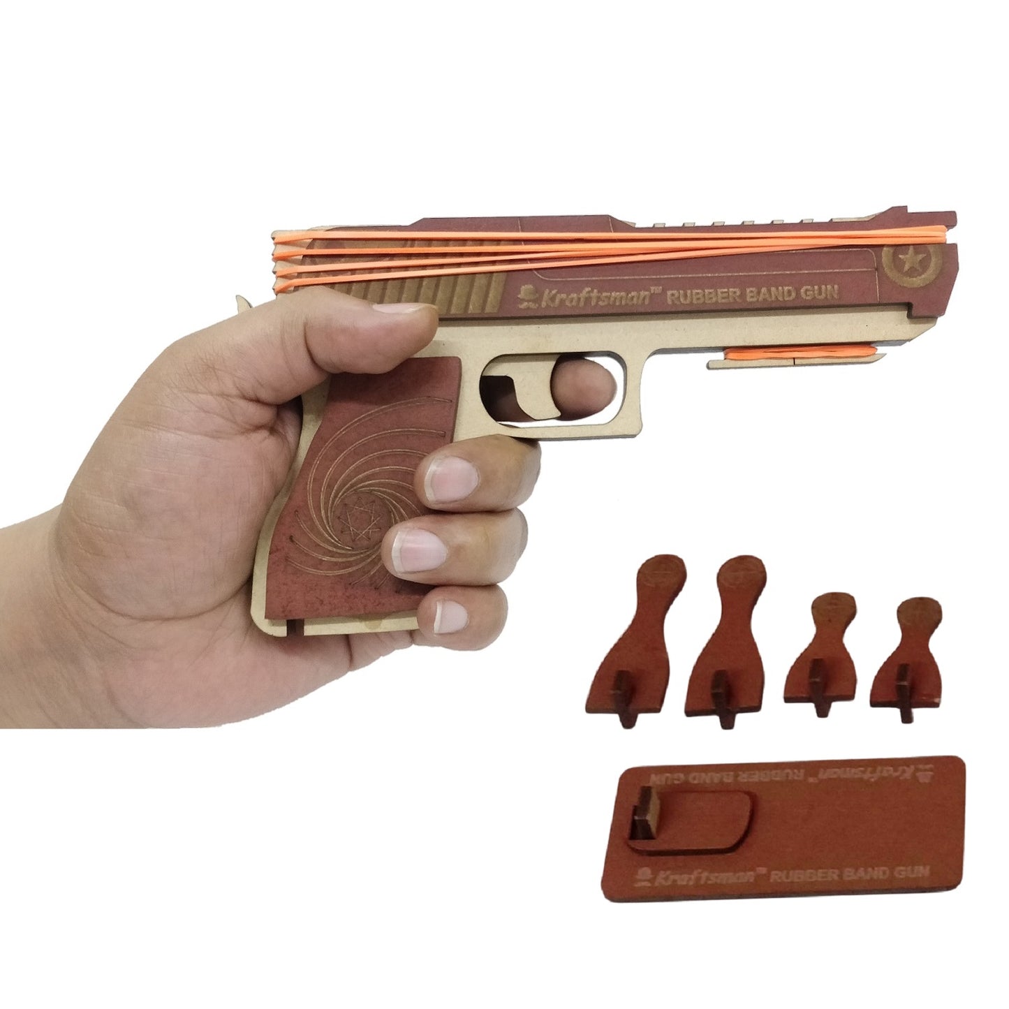 Wooden Rubber Band Gun - Top Brown Base Biege