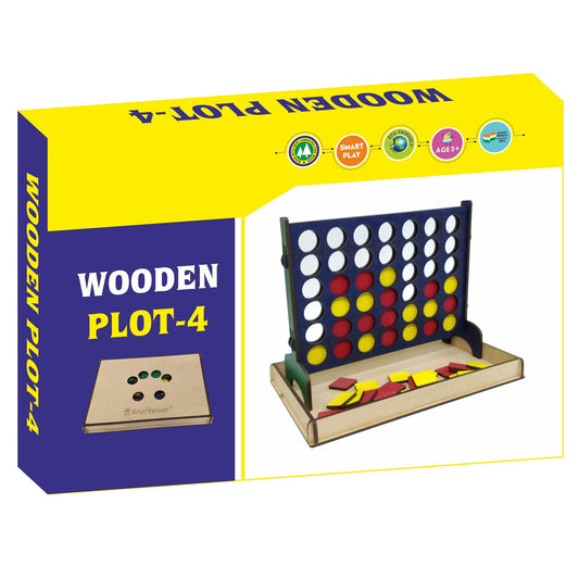 Wooden Plot 4 Game | Get 4 in a Row Board Game