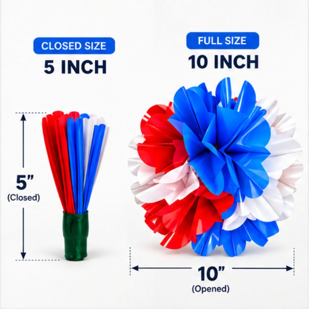 Spring Flower Ball 10″ Plastic – Patriotic Colors