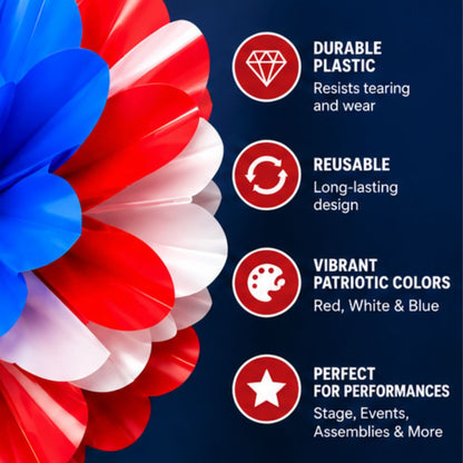 Spring Flower Ball 10″ Plastic – Patriotic Colors