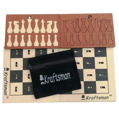Wooden Portable Chess | Board Set with Splittable Tray and Storage Bag