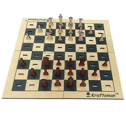 Wooden Portable Chess | Board Set with Splittable Tray and Storage Bag