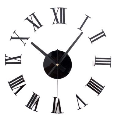 3D Diy Roman Numerals Wall Clock - Black