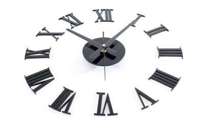 3D Diy Roman Numerals Wall Clock - Black