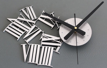 3D Diy Roman Numerals Wall Clock - Silver