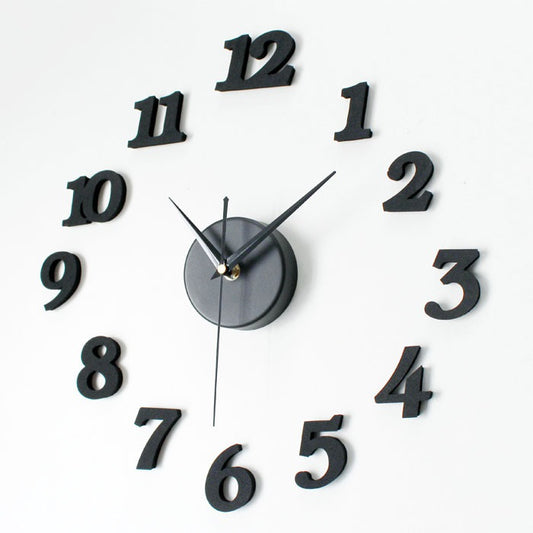 3D Diy Self Adhesive Wall Clock - Black