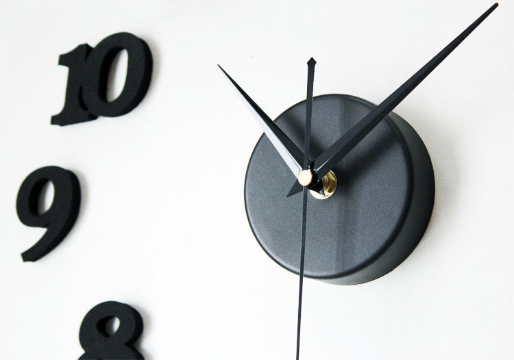 3D Diy Self Adhesive Wall Clock - Black