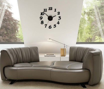 3D Diy Self Adhesive Wall Clock - Black