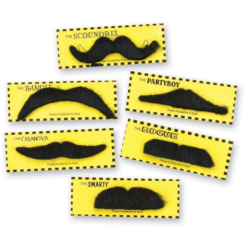 Set of 12 Fake Mustache - Black