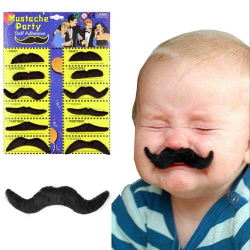 Set of 12 Fake Mustache - Black