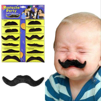 Set of 12 Fake Mustache - Black