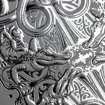 Silver Gatorbacks Playing Cards - White Tuck