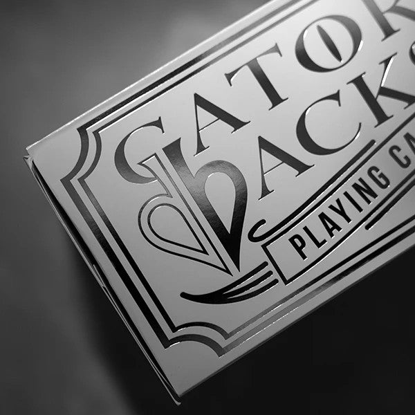 Silver Gatorbacks Playing Cards - White Tuck