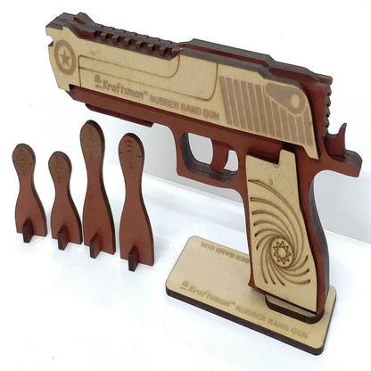 Wooden Rubber Band Gun - Top Beige Base Brown