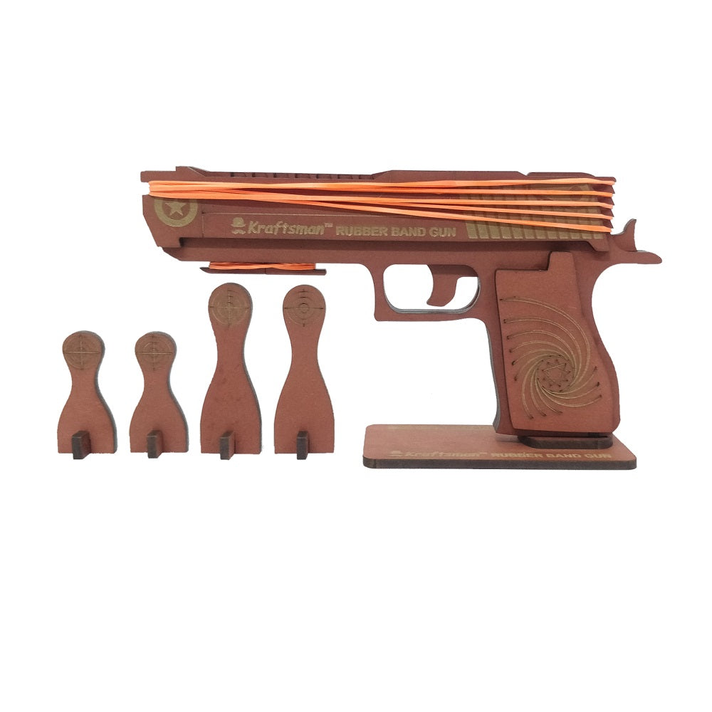 Wooden Rubber Band Gun - Dark Brown