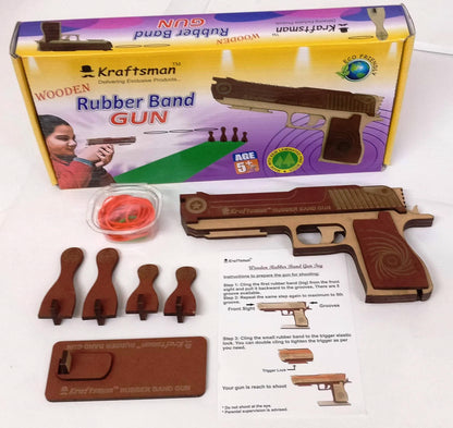 Wooden Rubber Band Gun - Top Brown Base Biege