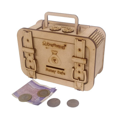 My Locker Wooden Money Safe with Password Lock - Briefcase Style