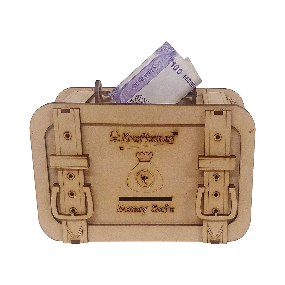 My Locker Wooden Money Safe with Password Lock - Briefcase Style