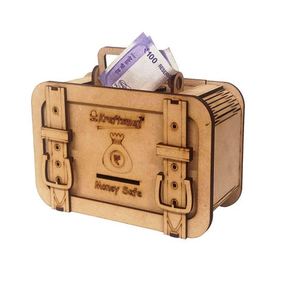 My Locker Wooden Money Safe with Password Lock - Briefcase Style