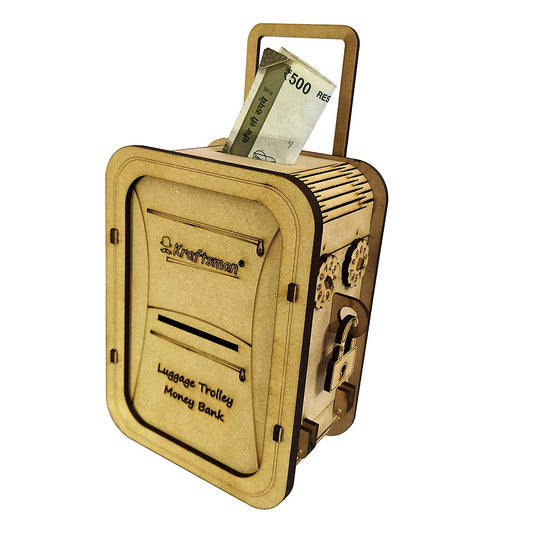 My Locker Wooden Money Safe with Password Lock - Trolley Bag Style