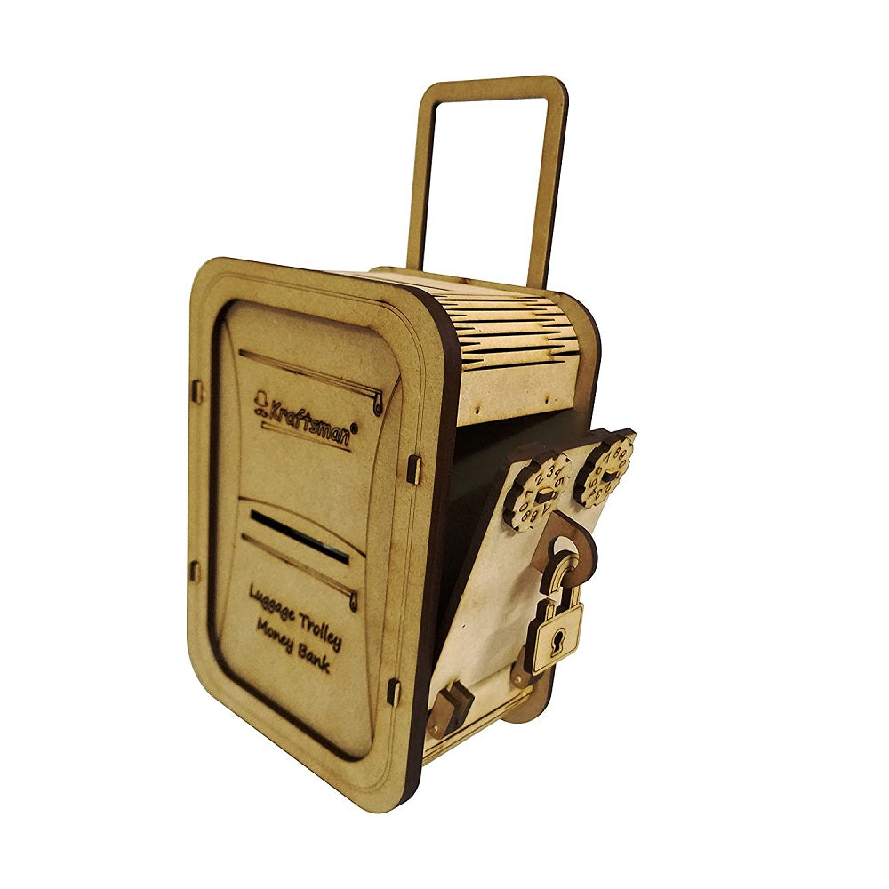 My Locker Wooden Money Safe with Password Lock - Trolley Bag Style